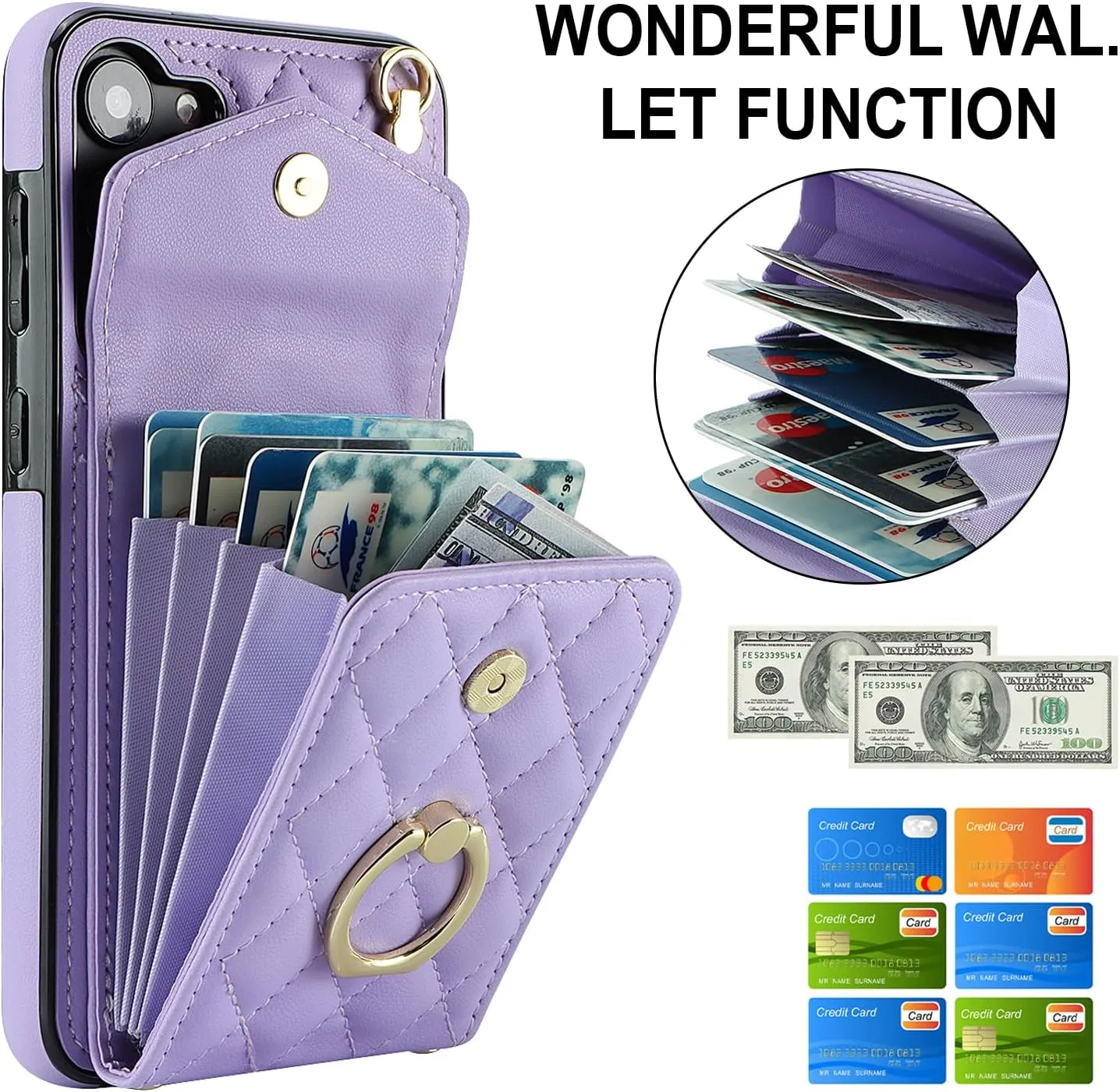 QLTYPRI Crossbody Wallet Case for Samsung Galaxy A16 4G/5G, PU Leather Phone Case with RFID Blocking Card Slots Holder Ring Kickstand Wrist Strap Lanyard Handbag Purse Cover for Samsung A16 - Purple
