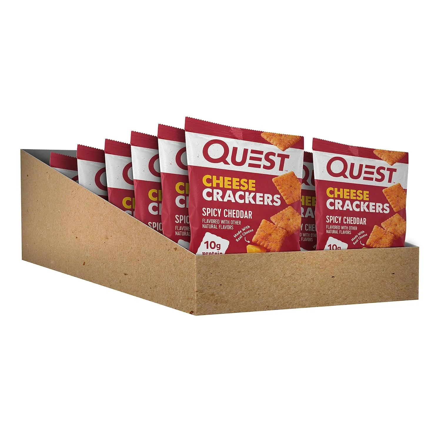 Quest Nutrition Cheese Crackers, Spicy Cheddar Blast, 10g of Protein, Low Carb, Made with Real Cheese, 12 Count (1.06 oz bags)