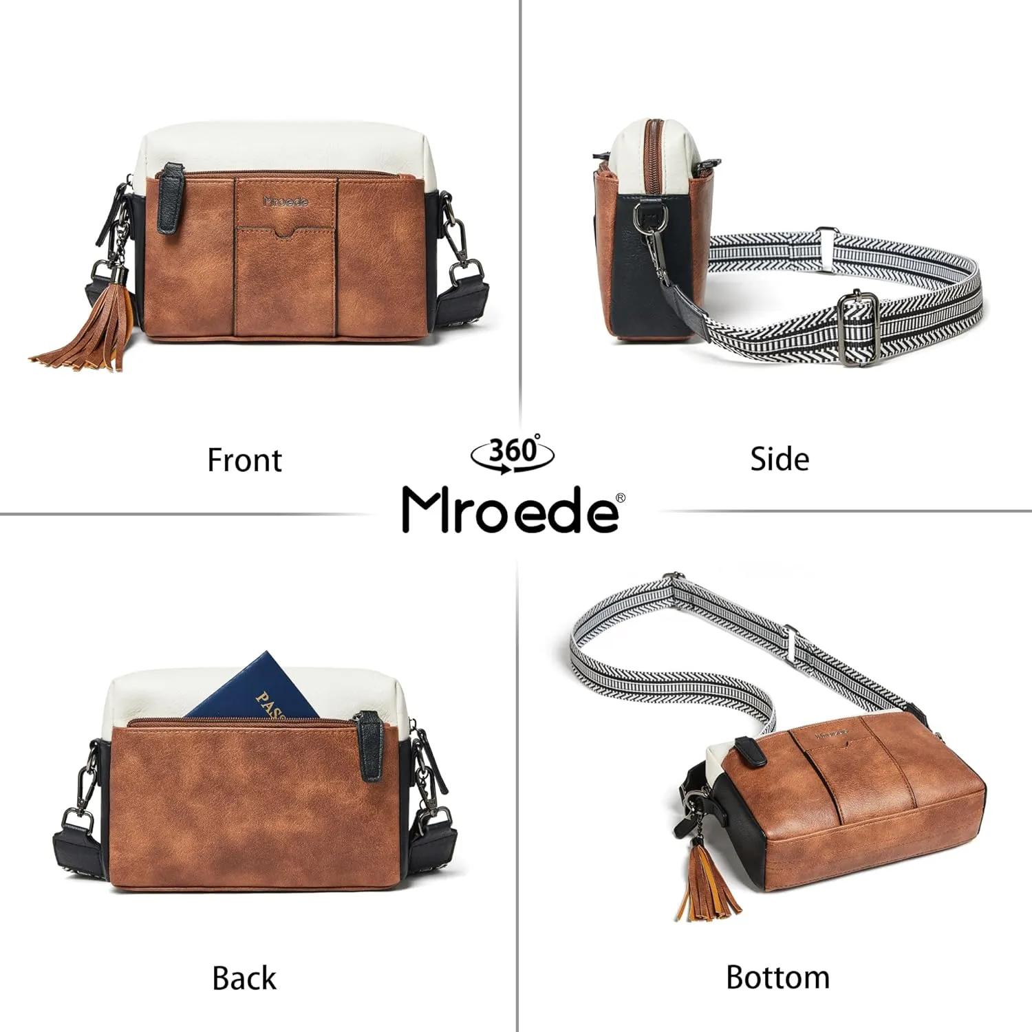 Quilted Crossbody Bags for Women 3-Pockets Crossbody Purses Vegan Leather Shoulder Handbags with Wide Strap