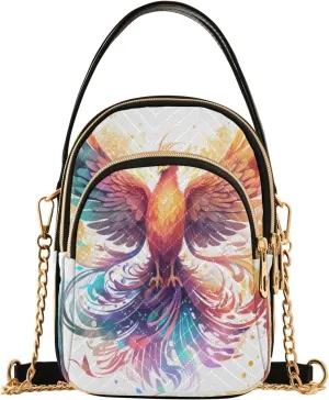 Quilted Crossbody Bags for Women,Color Fire Phoenix Women's Crossbody Handbags Small Travel Purses Phone Bag