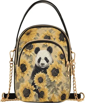 Quilted Crossbody Bags for Women,Cute Funny Panda Bear Women's Crossbody Handbags Animals Small Travel Purses Phone Bag