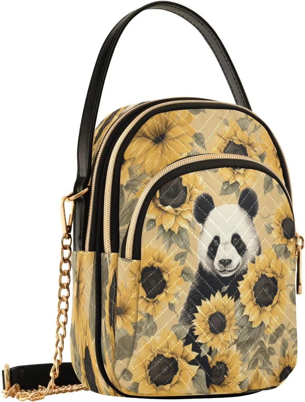 Quilted Crossbody Bags for Women,Cute Funny Panda Bear Women's Crossbody Handbags Animals Small Travel Purses Phone Bag