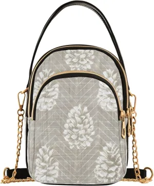 Quilted Crossbody Bags for Women,Pinecone Cone Seamless Women's Crossbody Handbags Small Travel Purses Phone Bag