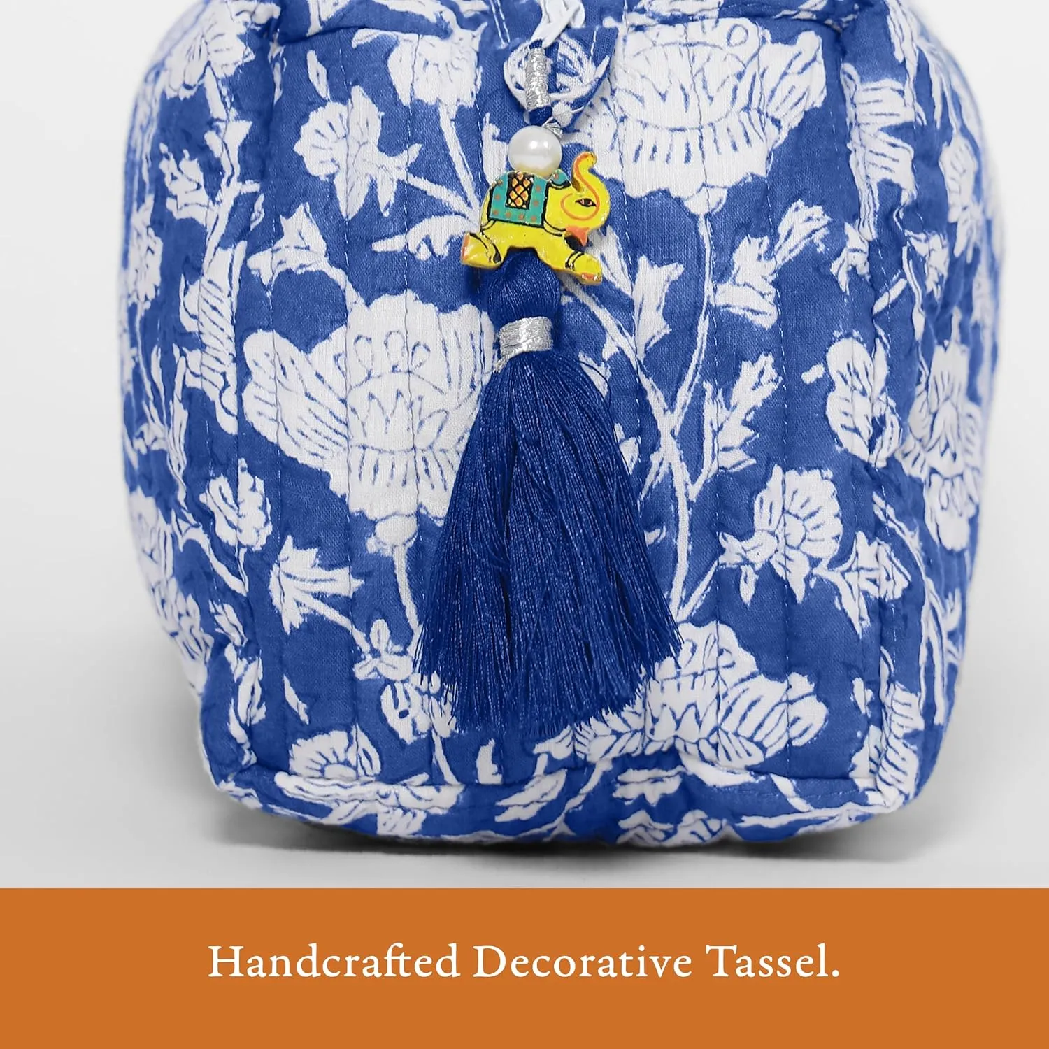 Quilted Floral Makeup Bag Set – Blue Poppy Pattern 3 Sizes, Waterproof Lining, Make Up Travel Cosmetic & Toiletry Bags For Traveling Women