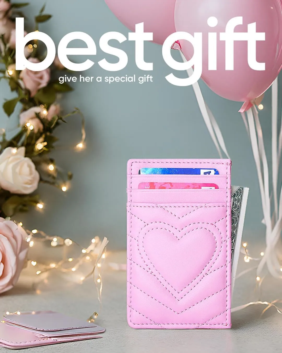 Quilted Leather Card Holder Wallet with RFID Blocking - Gifts for Teenage Girls and Women