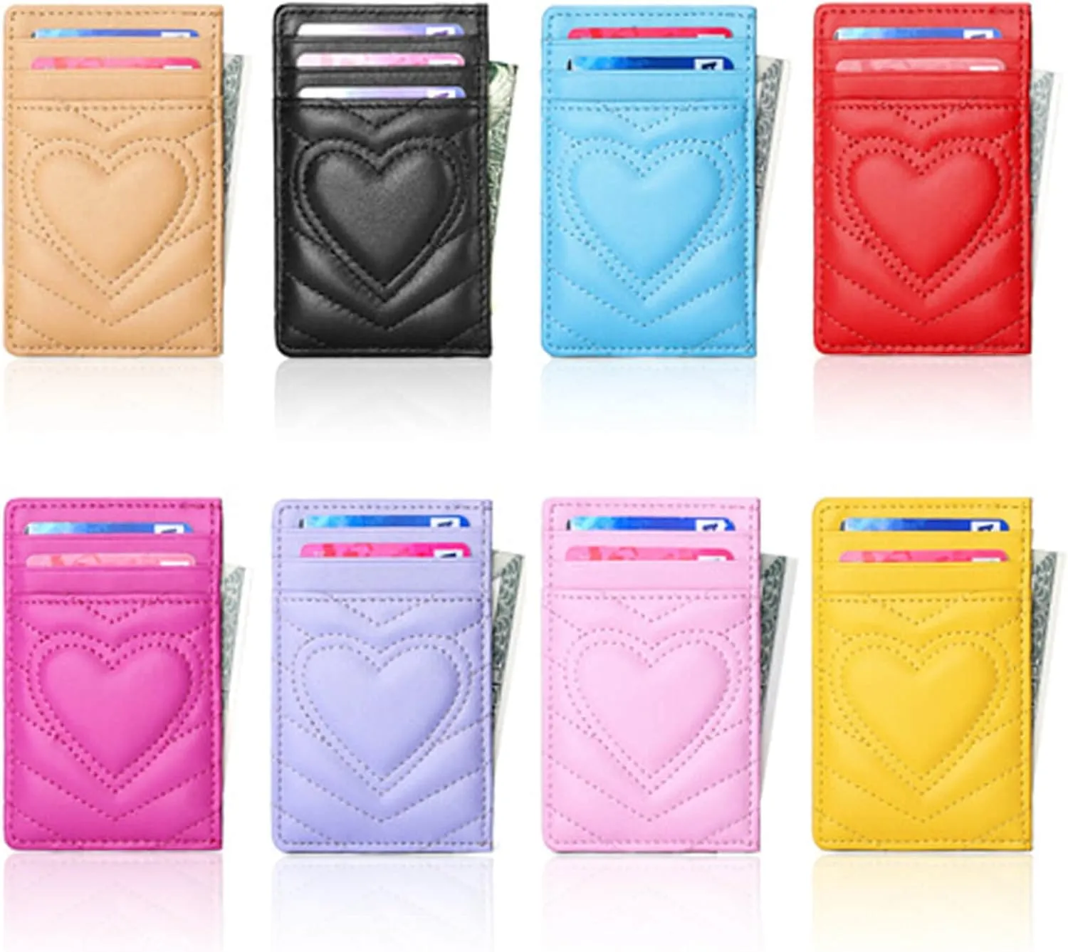 Quilted Leather Card Holder Wallet with RFID Blocking - Gifts for Teenage Girls and Women