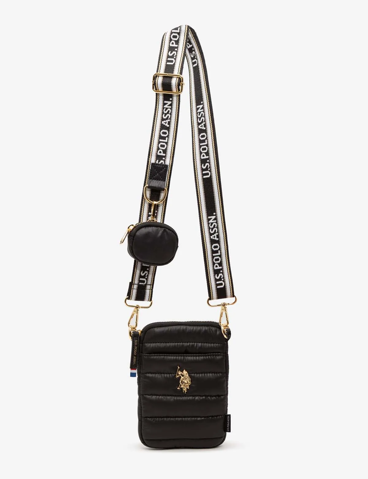 QUILTED PHONE CROSSBODY WITH ZIPPER POUCH