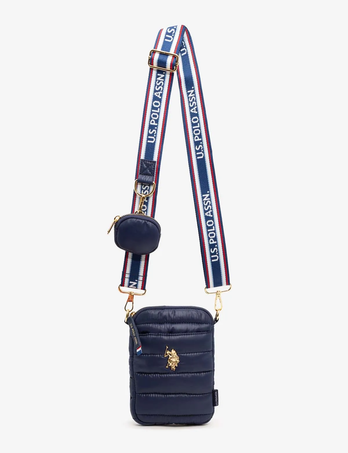 QUILTED PHONE CROSSBODY WITH ZIPPER POUCH