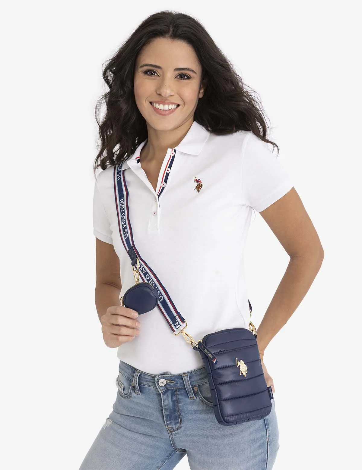 QUILTED PHONE CROSSBODY WITH ZIPPER POUCH