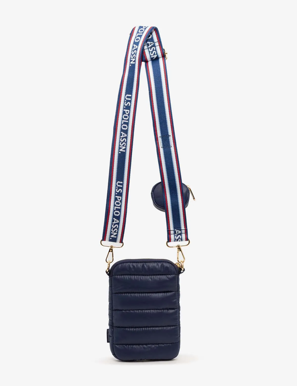 QUILTED PHONE CROSSBODY WITH ZIPPER POUCH