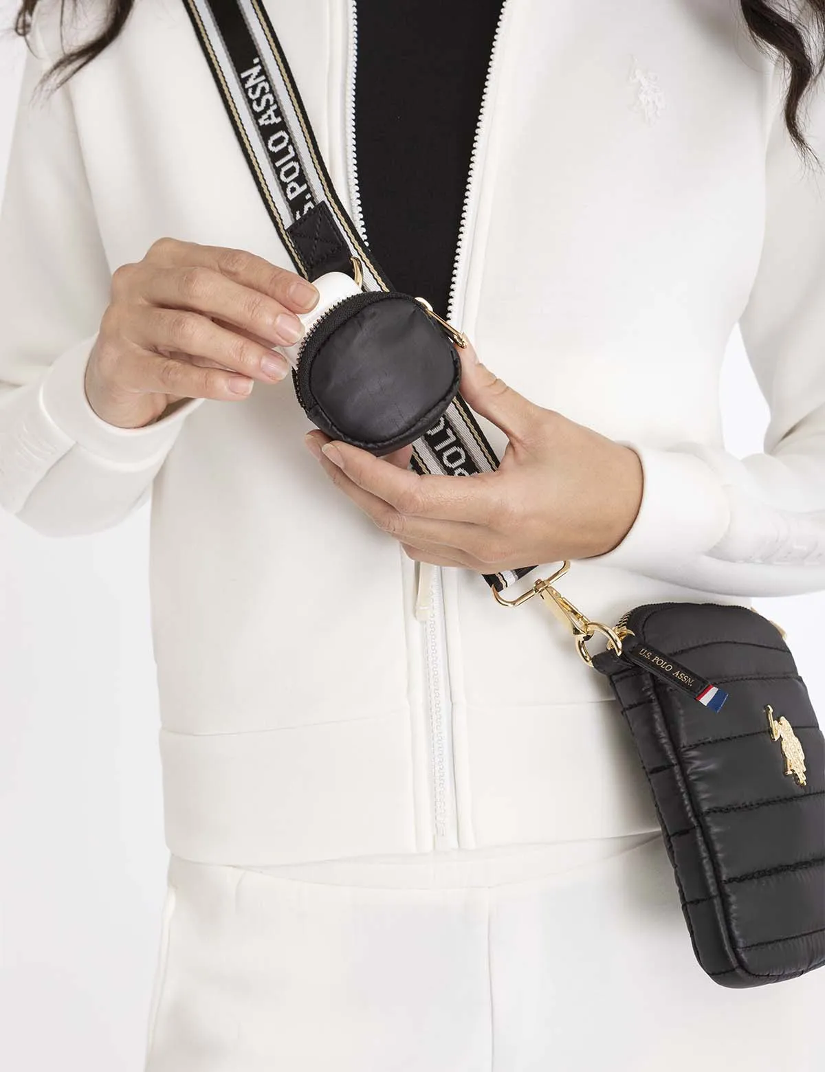 QUILTED PHONE CROSSBODY WITH ZIPPER POUCH