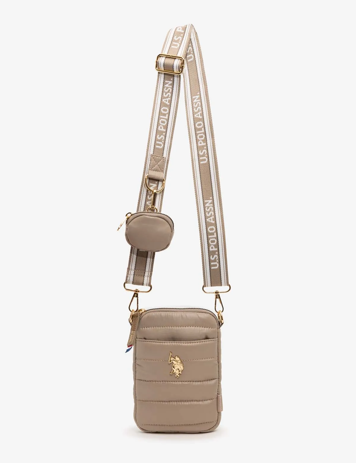 QUILTED PHONE CROSSBODY WITH ZIPPER POUCH