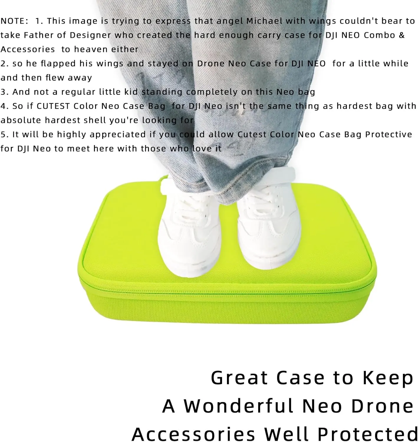 "Father&I" Drone Neo Combo Accessories Only (Carry-ing) Protective Protector Case Hard Storage Bag Holder for Dji Neo Crossbody&Two Way Zipper&Ultra-Compact&Small Carrier, Spring Green (NOT Silicone)