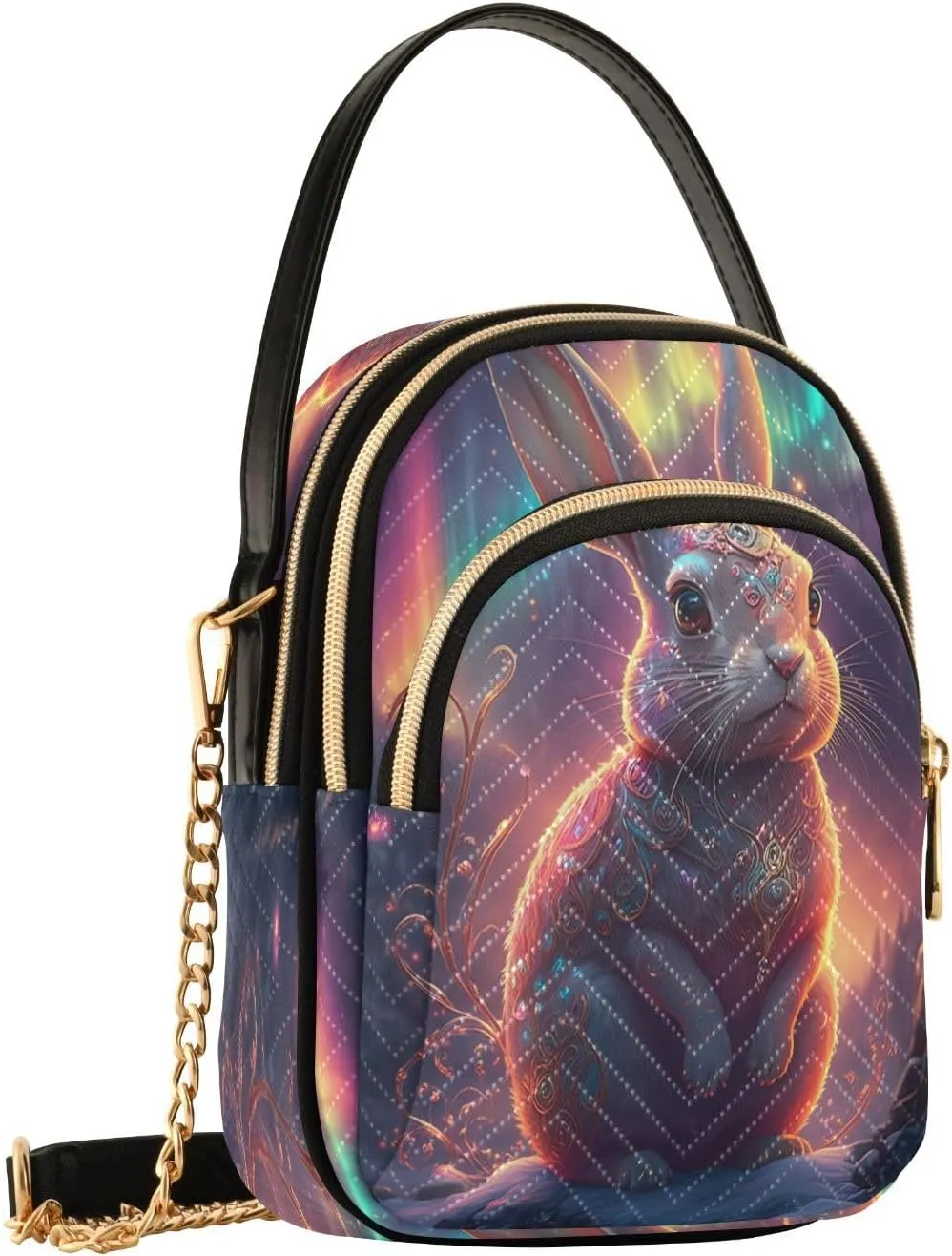Rabbit Aurora Borealis Blue Crossbody Bags for Women Small Sling Cross Body Bag Fanny Packs Mini Wallet Phone Purse