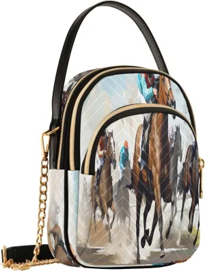 Race Horse Crossbody Bags for Women Fanny Packs Small Sling Cross Body Bag Phone Purse with Strap