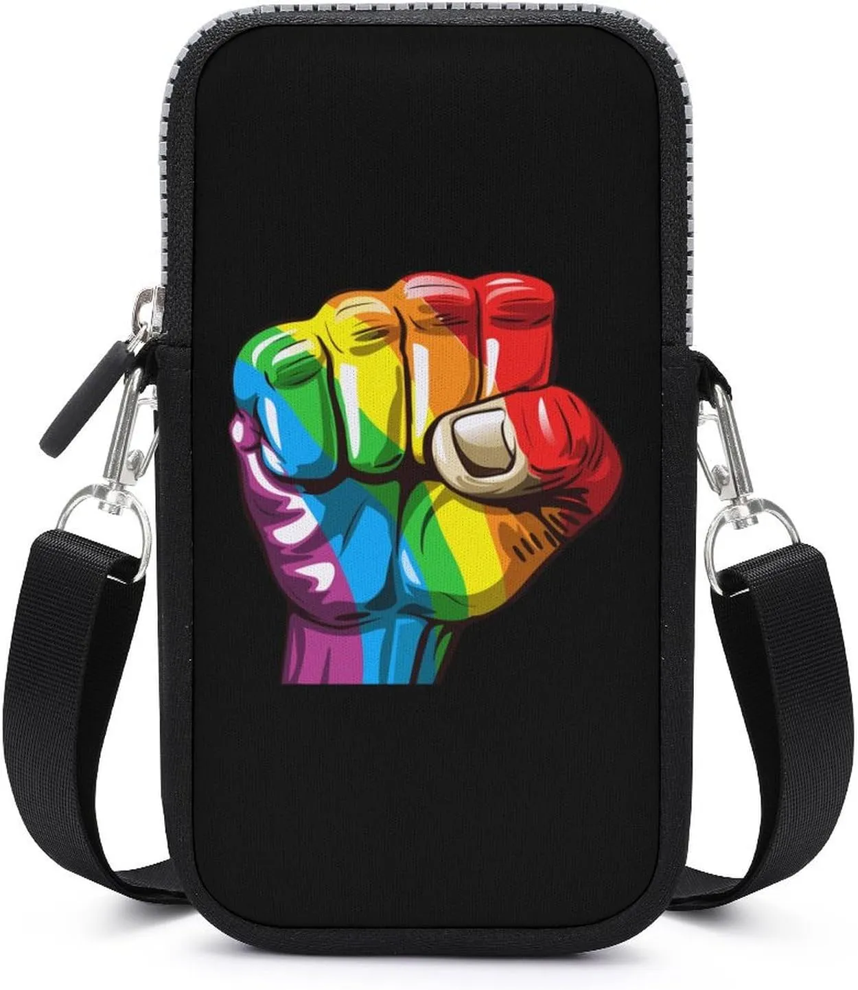 Rainbow Fist Pride Phone Purse Crossbody for Women Card Holder Wallet Shoulder Bag for Work Travel, style