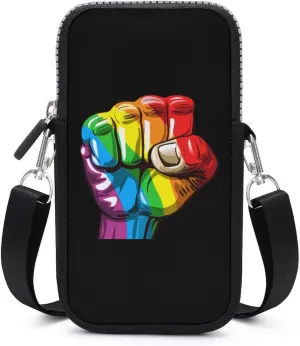 Rainbow Fist Pride Phone Purse Crossbody for Women Card Holder Wallet Shoulder Bag for Work Travel, style