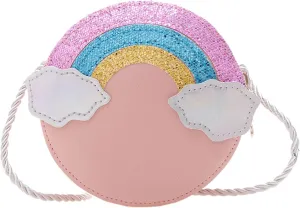 Rainbow PU small round bag cute children coin purse fashion trend messenger handbag mini shoulder bag