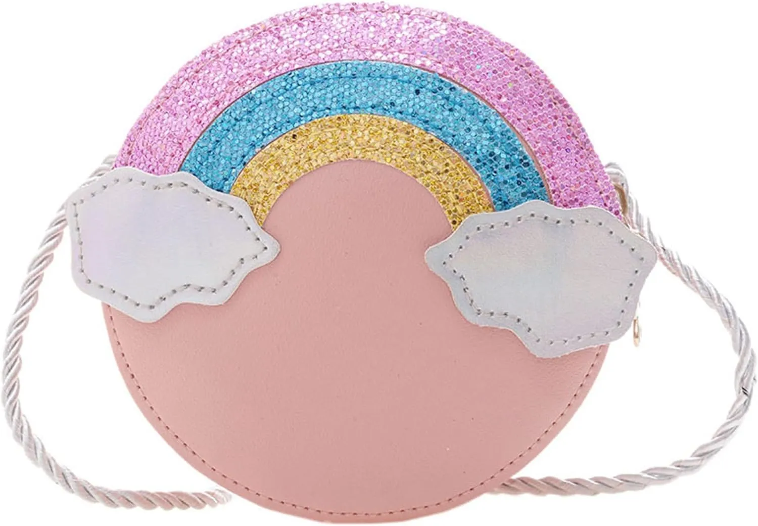 Rainbow PU small round bag cute children coin purse fashion trend messenger handbag mini shoulder bag