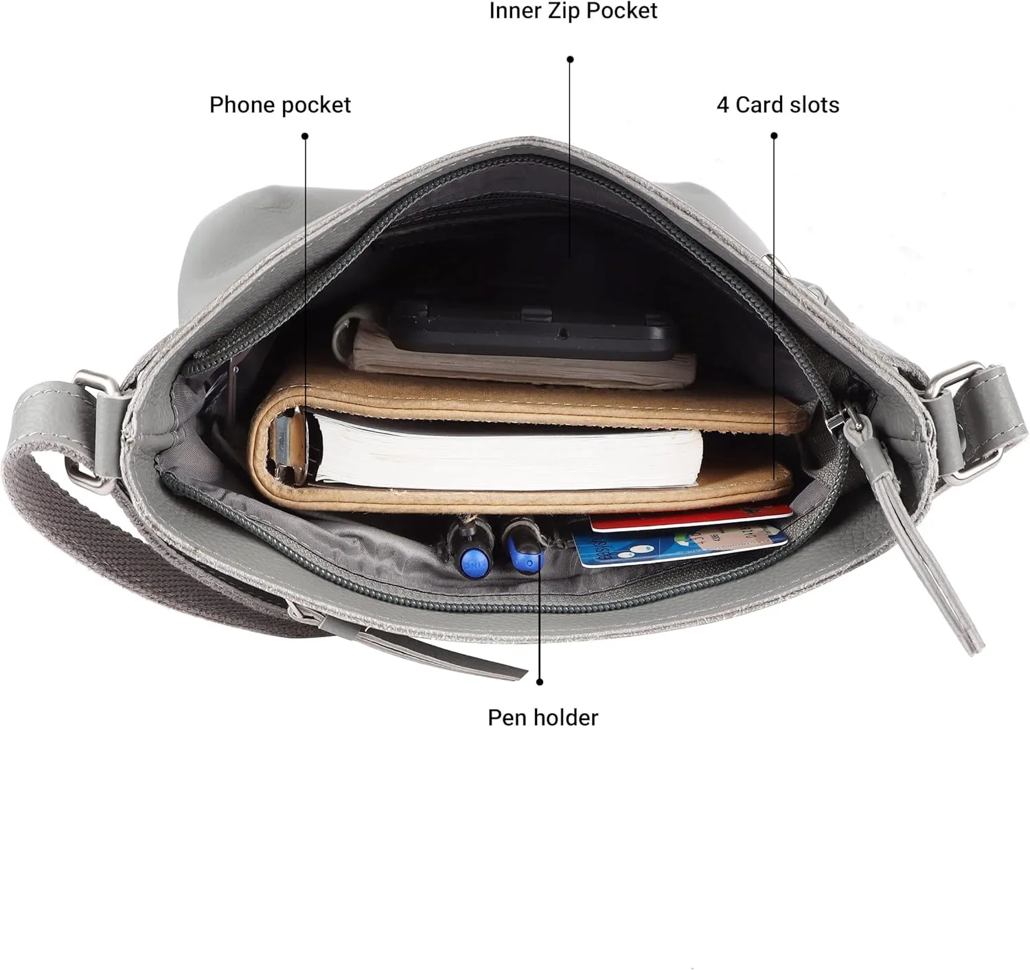 Real Leather Soft Small Womens Crossbody Handbags & Purses - Premium Sling Crossover Shoulder Bag