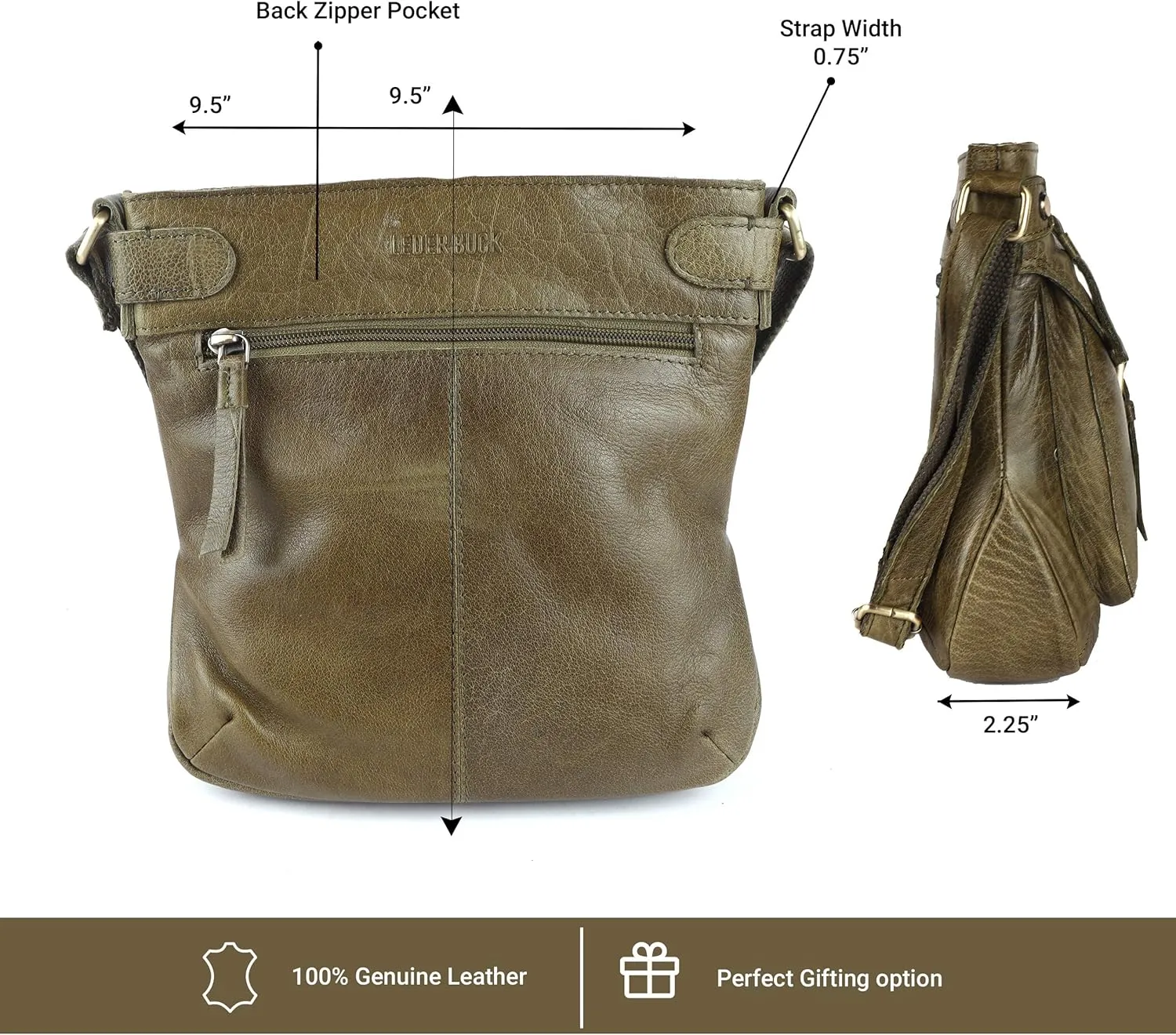 Real Leather Soft Small Womens Crossbody Handbags & Purses - Premium Sling Crossover Shoulder Bag