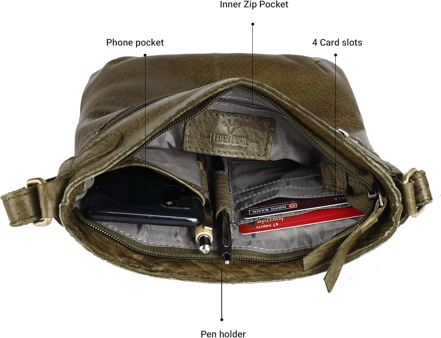 Real Leather Soft Small Womens Crossbody Handbags & Purses - Premium Sling Crossover Shoulder Bag
