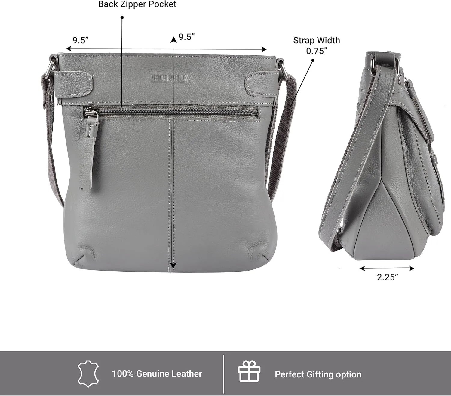 Real Leather Soft Small Womens Crossbody Handbags & Purses - Premium Sling Crossover Shoulder Bag