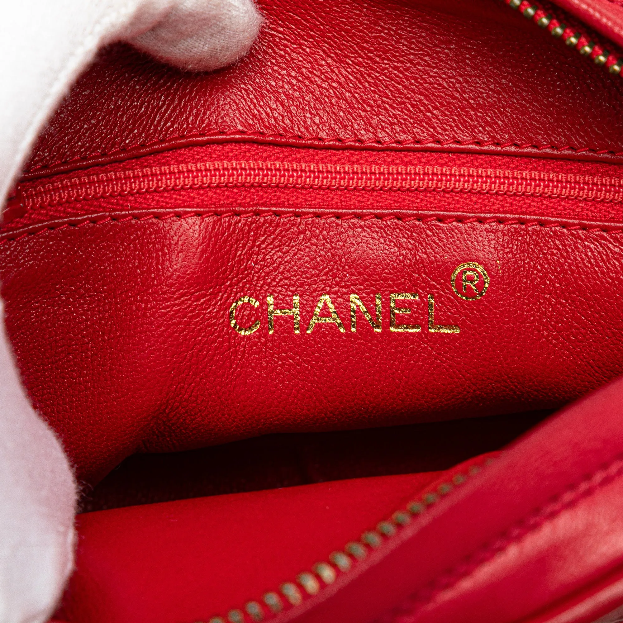 Red Chanel CC Lambskin Tassel Oval Camera Bag