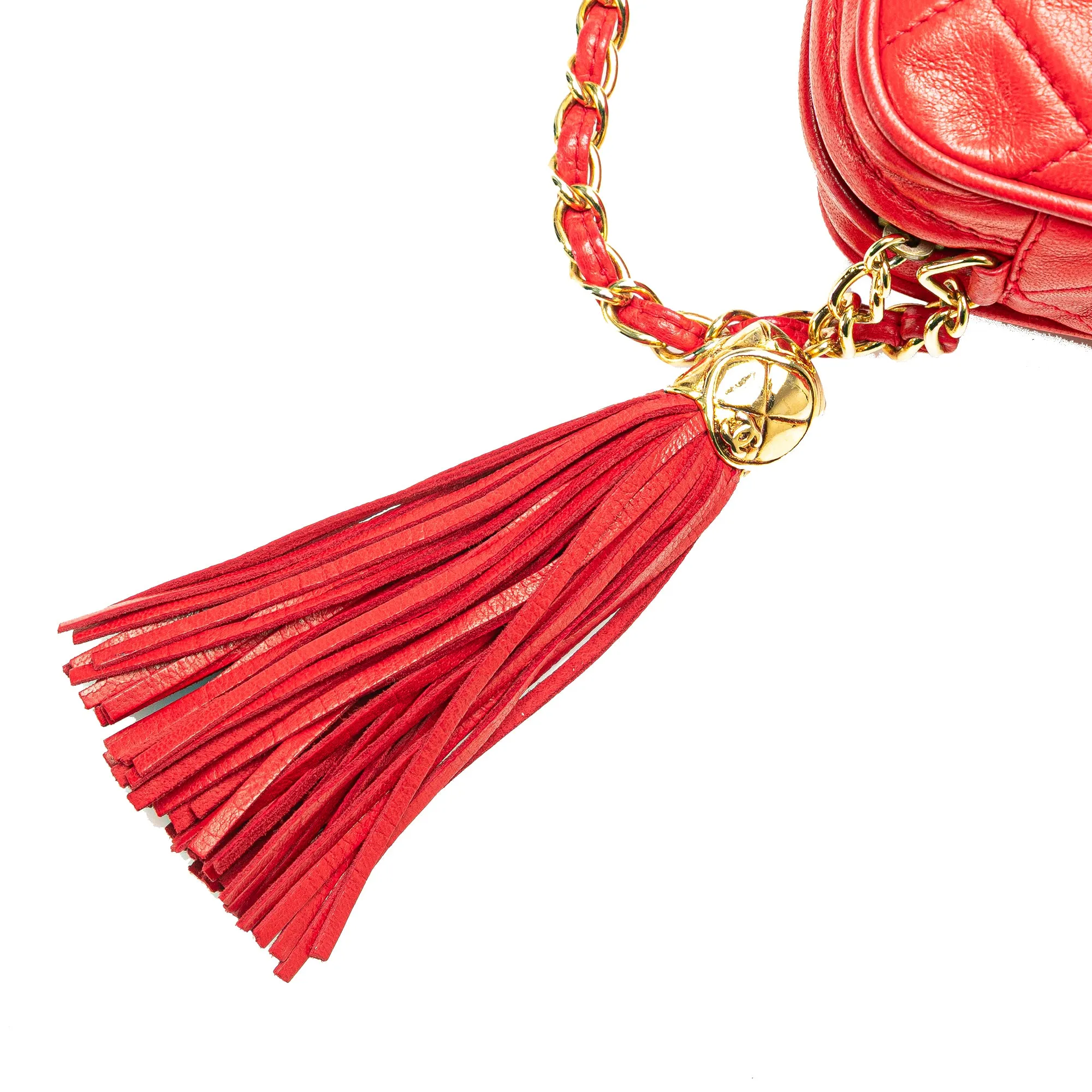 Red Chanel CC Quilted Lambskin Tassel Camera Bag