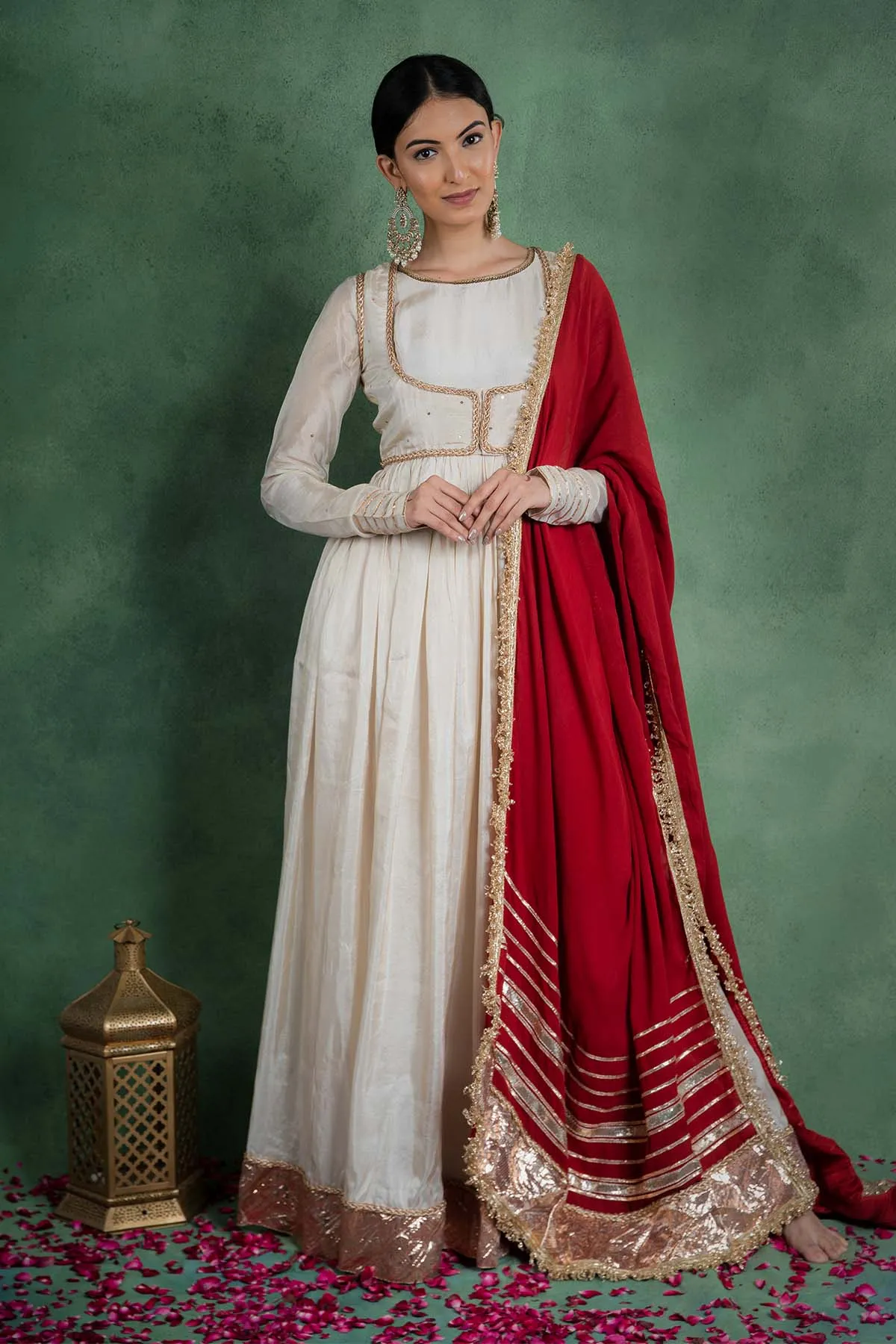 Red Gota Embellished Dupatta