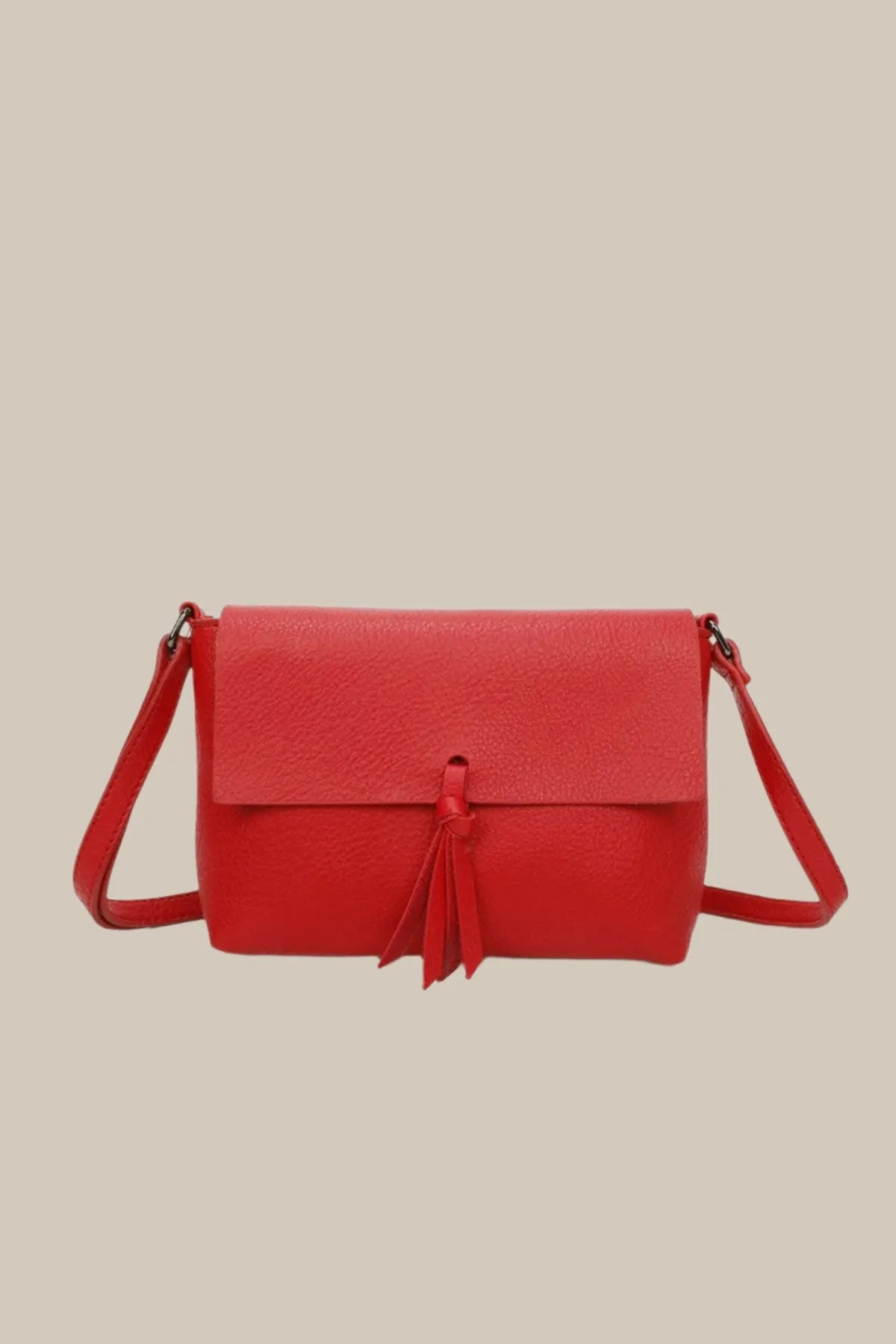 Red Tassel Flap Crossbody Bag