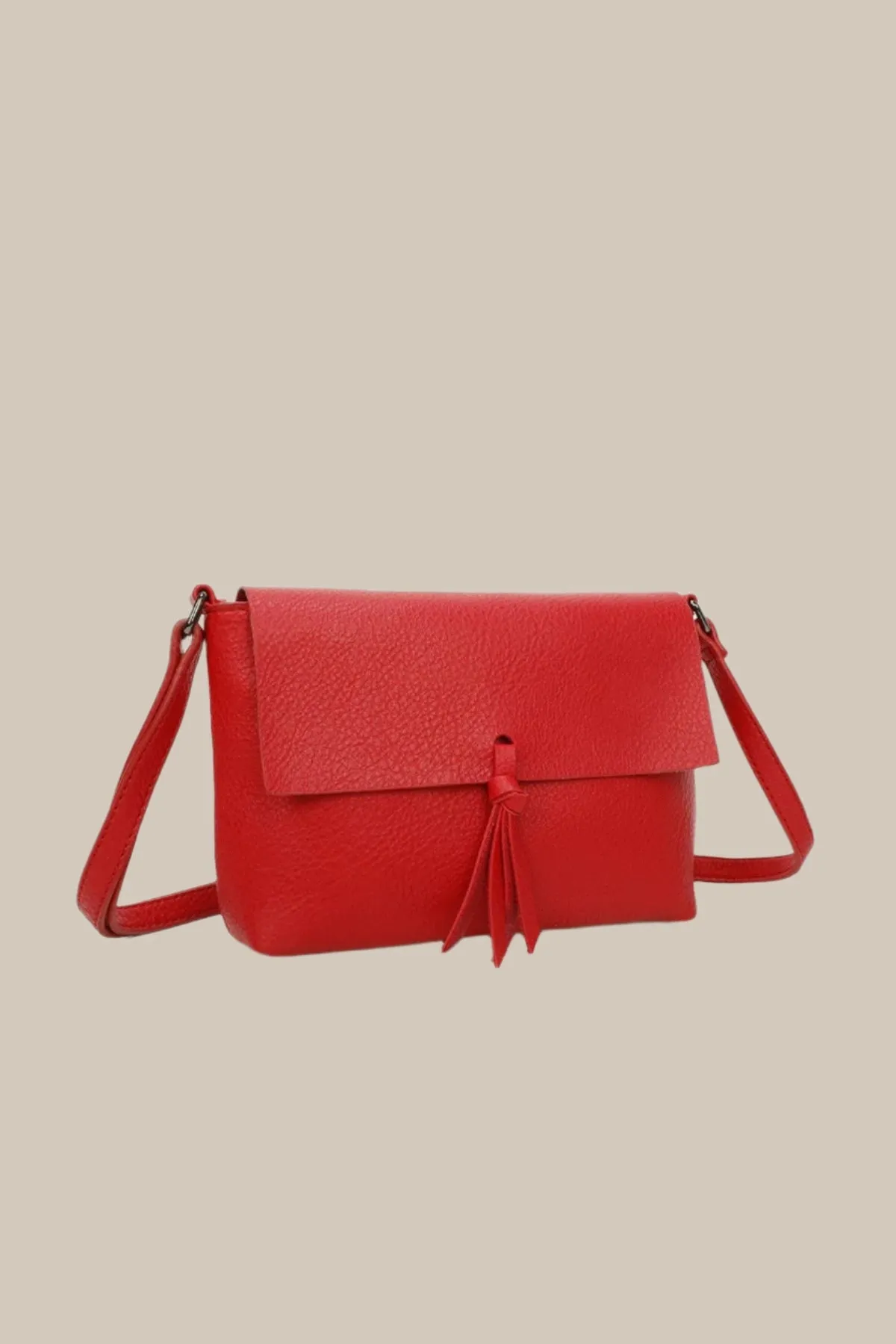 Red Tassel Flap Crossbody Bag