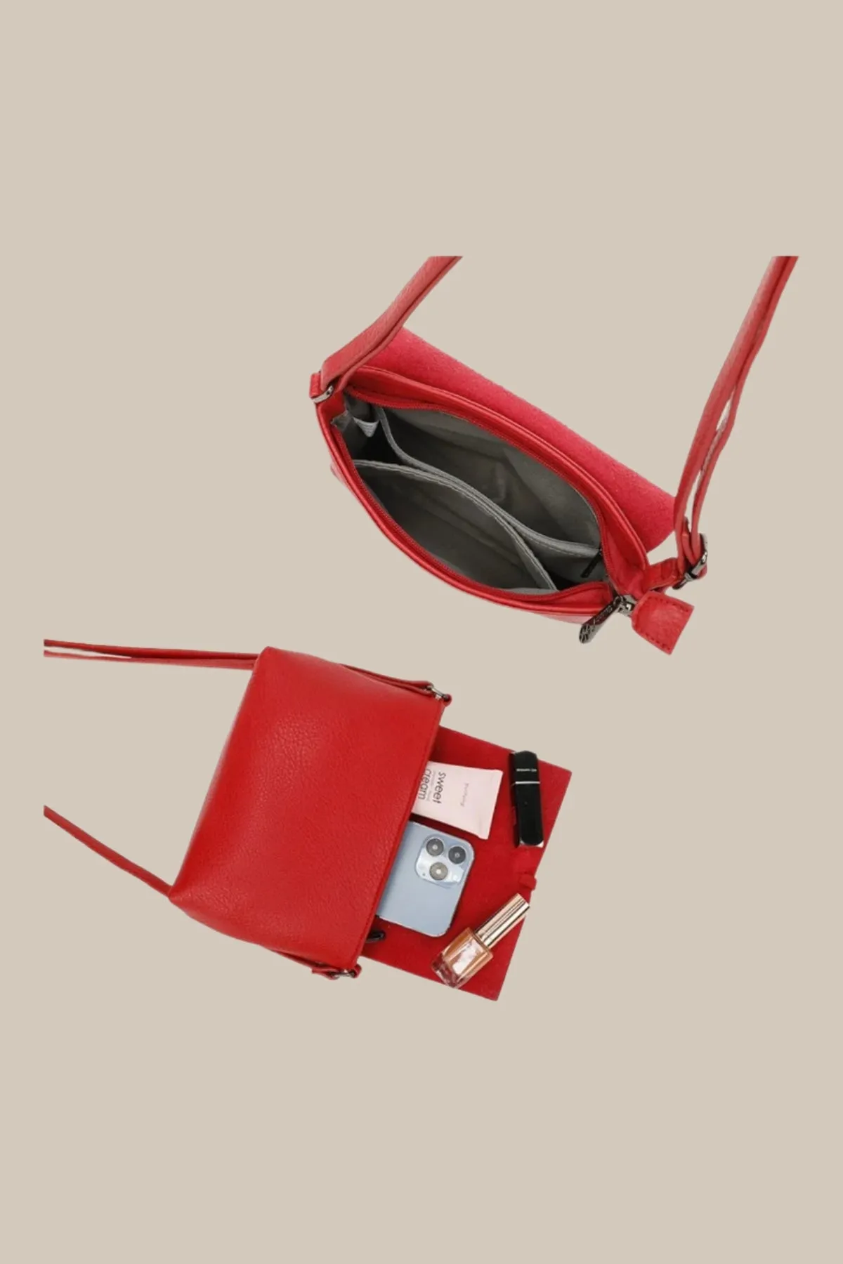 Red Tassel Flap Crossbody Bag