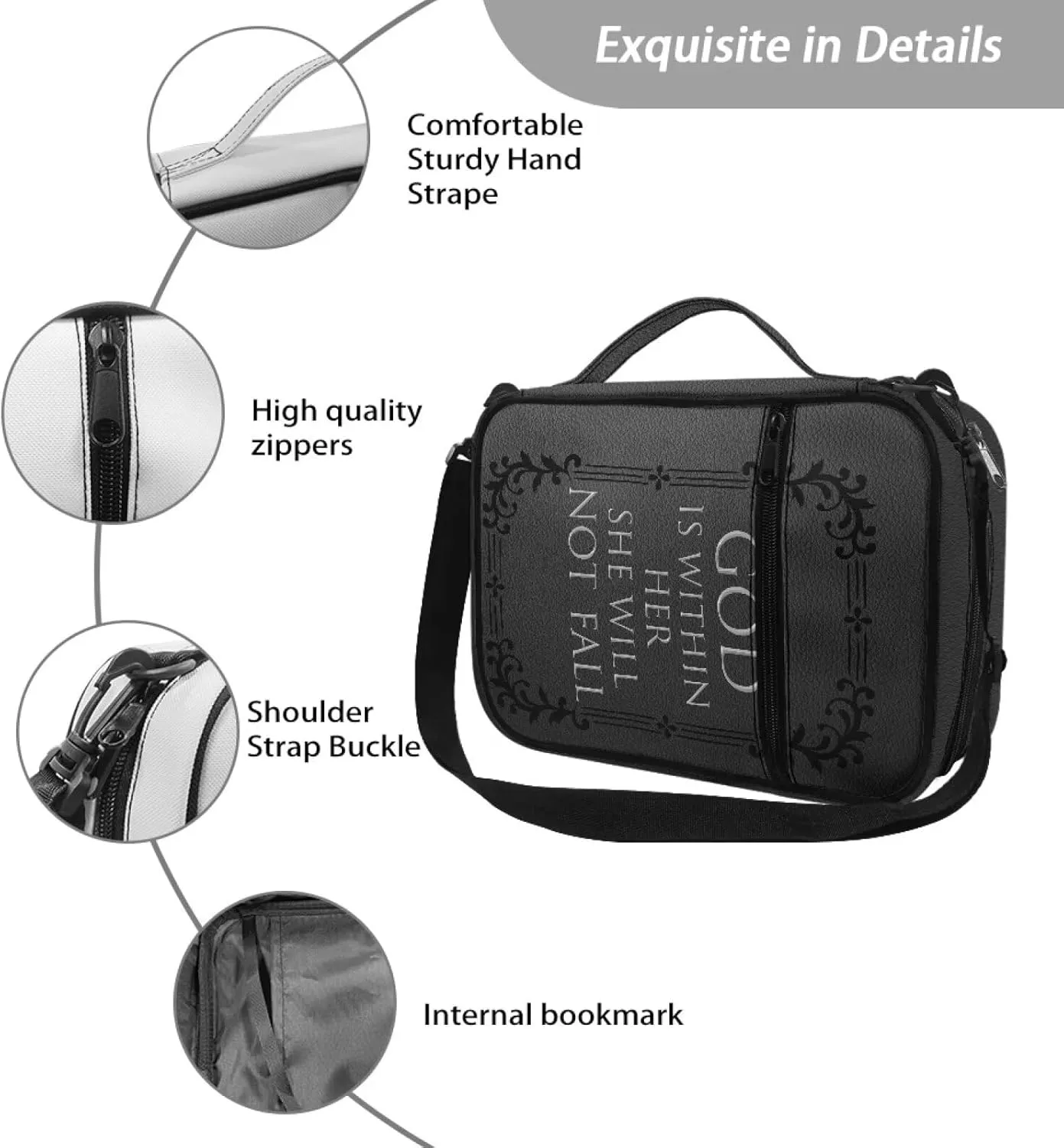 Religion Bible Cover, Bible Case, Bible Bag, Bible Tote Bag Crossbody Bible Cover Case with Shoulder Strap Portable Bible Carrying Case for Travel School