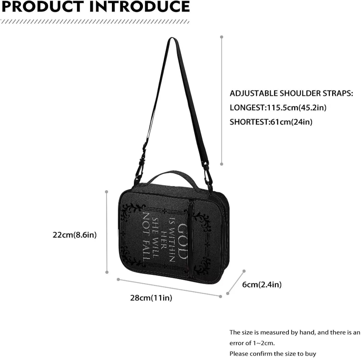 Religion Bible Cover, Bible Case, Bible Bag, Bible Tote Bag Crossbody Bible Cover Case with Shoulder Strap Portable Bible Carrying Case for Travel School