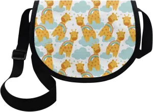 Renewold Cute Giraffe Pattern Crossbody Purse Fashion Shoulder Bag with Adjustable Strap Boys Girls Crossbody Handbags Kids Cross-Body Sling Bags Messenger Bags for Outdoor Indoor