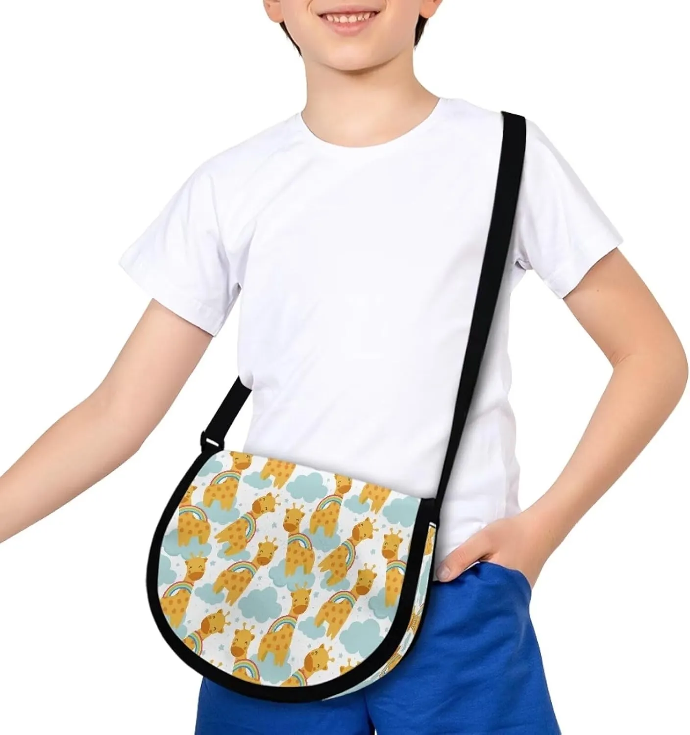 Renewold Cute Giraffe Pattern Crossbody Purse Fashion Shoulder Bag with Adjustable Strap Boys Girls Crossbody Handbags Kids Cross-Body Sling Bags Messenger Bags for Outdoor Indoor