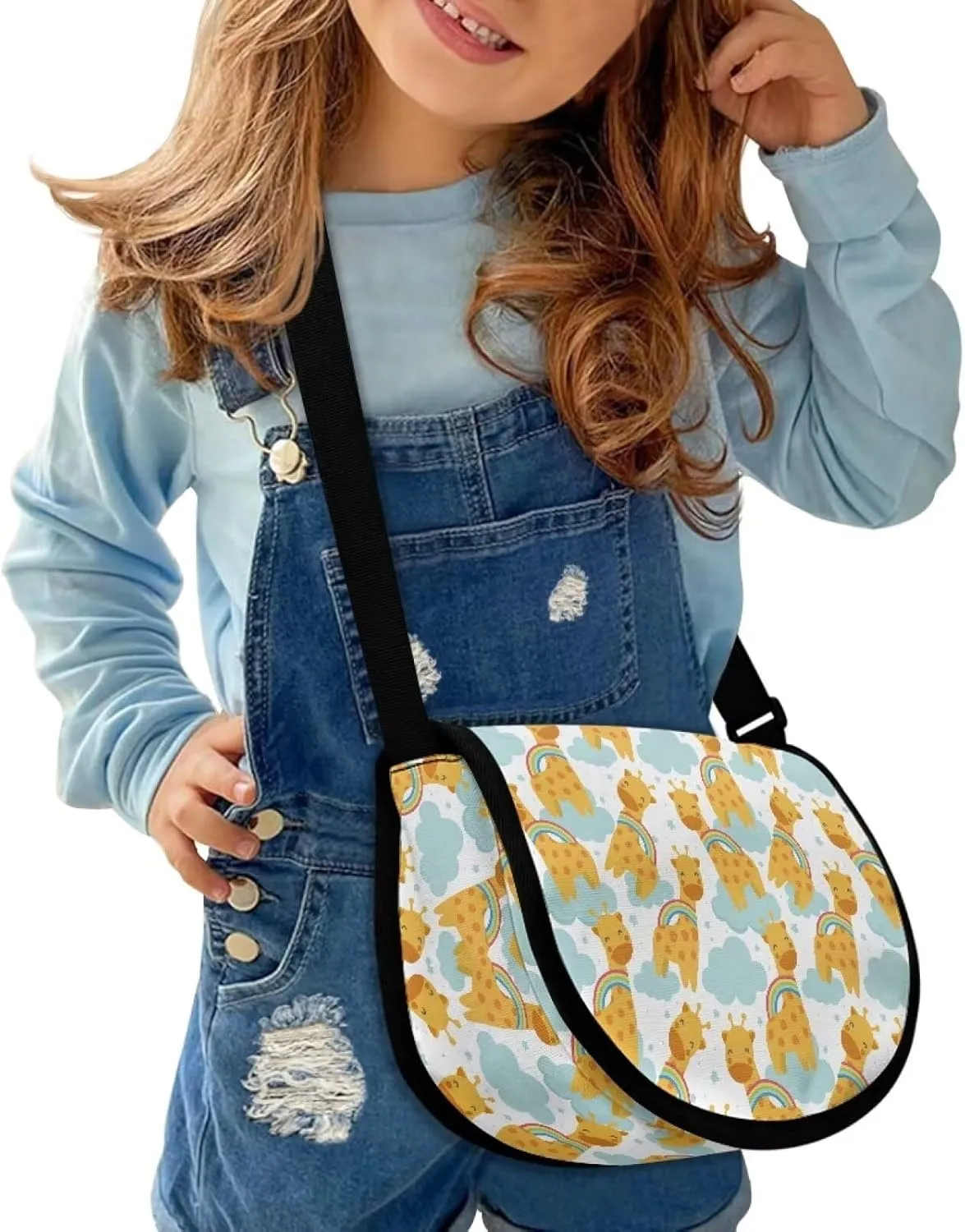 Renewold Cute Giraffe Pattern Crossbody Purse Fashion Shoulder Bag with Adjustable Strap Boys Girls Crossbody Handbags Kids Cross-Body Sling Bags Messenger Bags for Outdoor Indoor