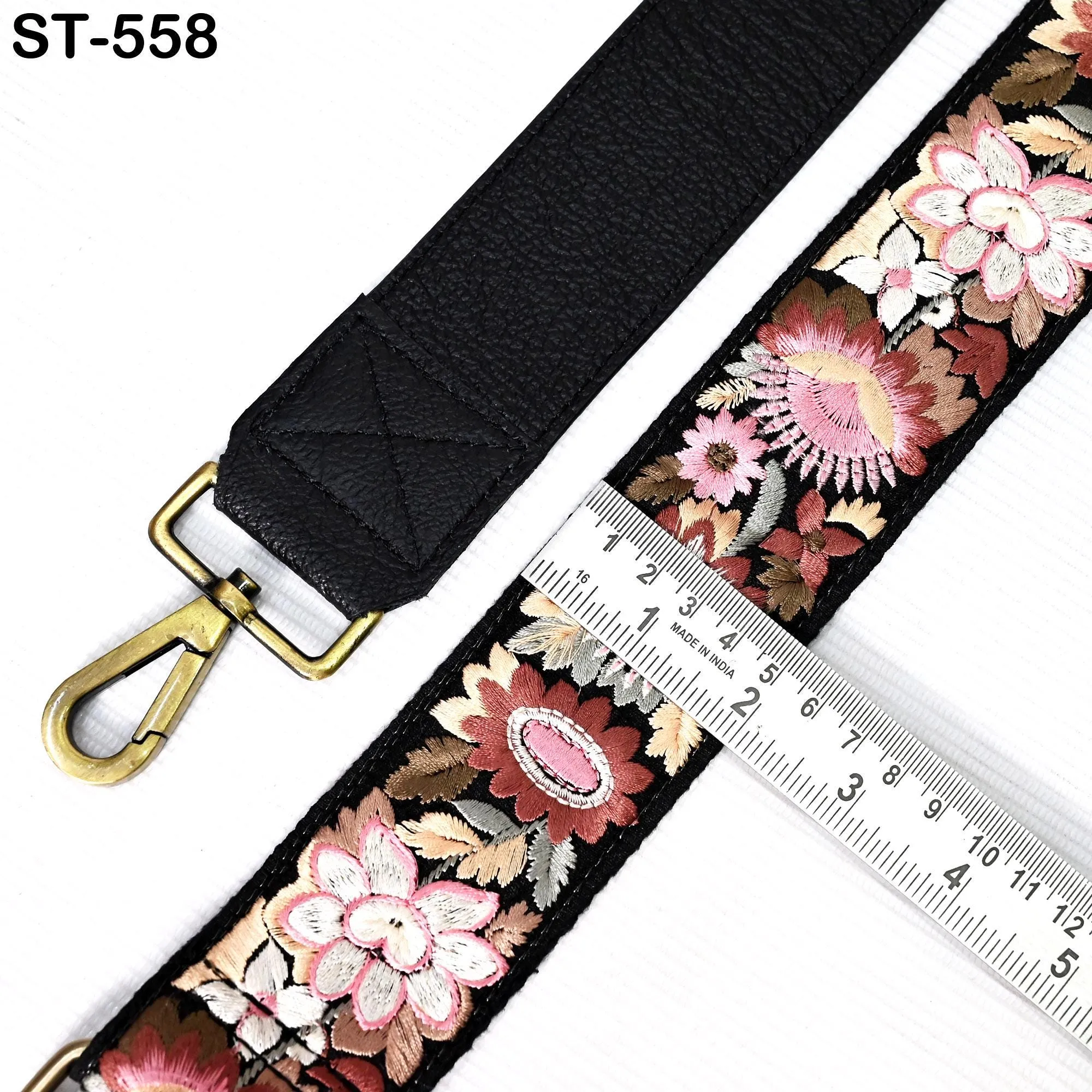 Replacement Crossbody Leather Handbag Boho Bag Strap Gift for Sister Shoulder Strap Purses Embroidery Black Adjustable Strap Christmas