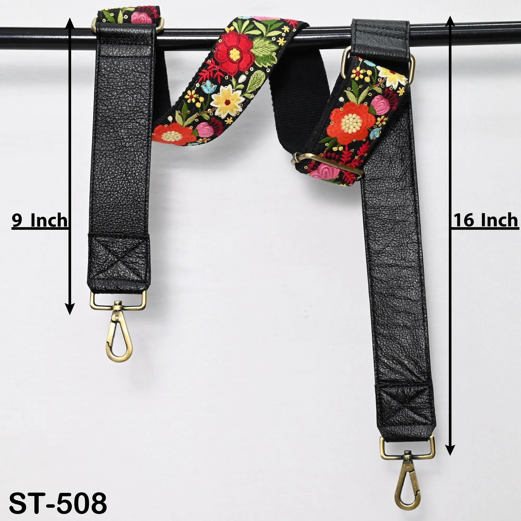 Replacement Leather Handbag Boho Bag Strap Camera Strap Crossbody Strap Purses Embroidery Adjustable Strap Black Christmas Gift for Sister