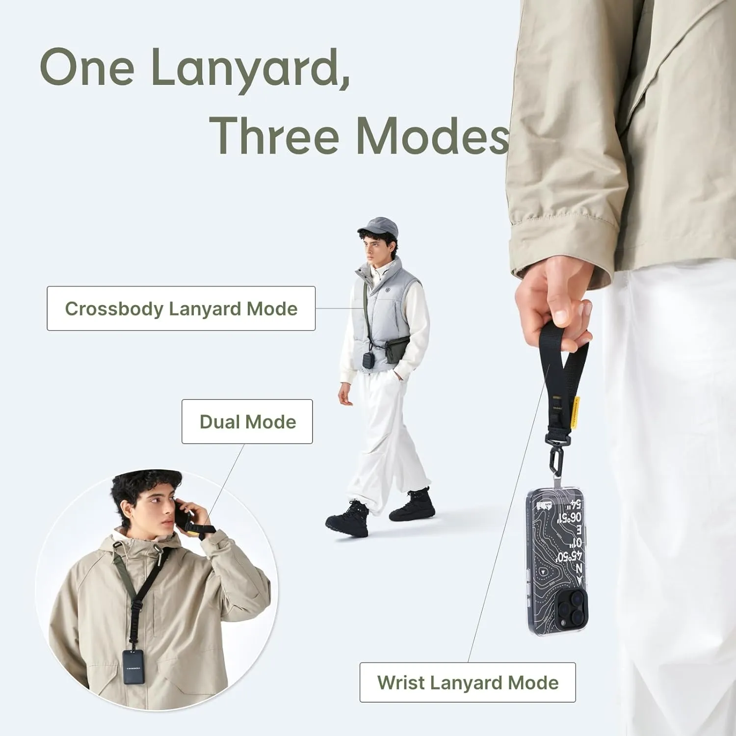 RhinoShield 2-in-1 Ultra Phone Lanyard | Crossbody Wrist Strap, Additional loop to hang Airpods, Keys (Lanyard Card Included)