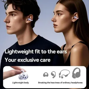 Rightfavour Earphone Wireless Bluetooth, Open Ear Wireless Bluetooth 5.4 Earphones, Ipx5 Waterproof Stereo Noise Reduction,Lightweight Fit to The Ears (Beige)