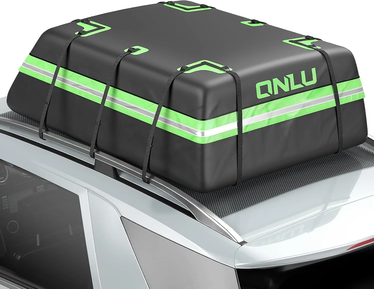 Rooftop Cargo Carrier Bag 20 Cubic Feet Soft-Shell Waterproof Car Roof Luggage Bag Rooftop Cargo Bag with Anti-Slip Mat   8Reinforced Straps   4Door Hooks Suitable for All Vehicle with/Without Racks