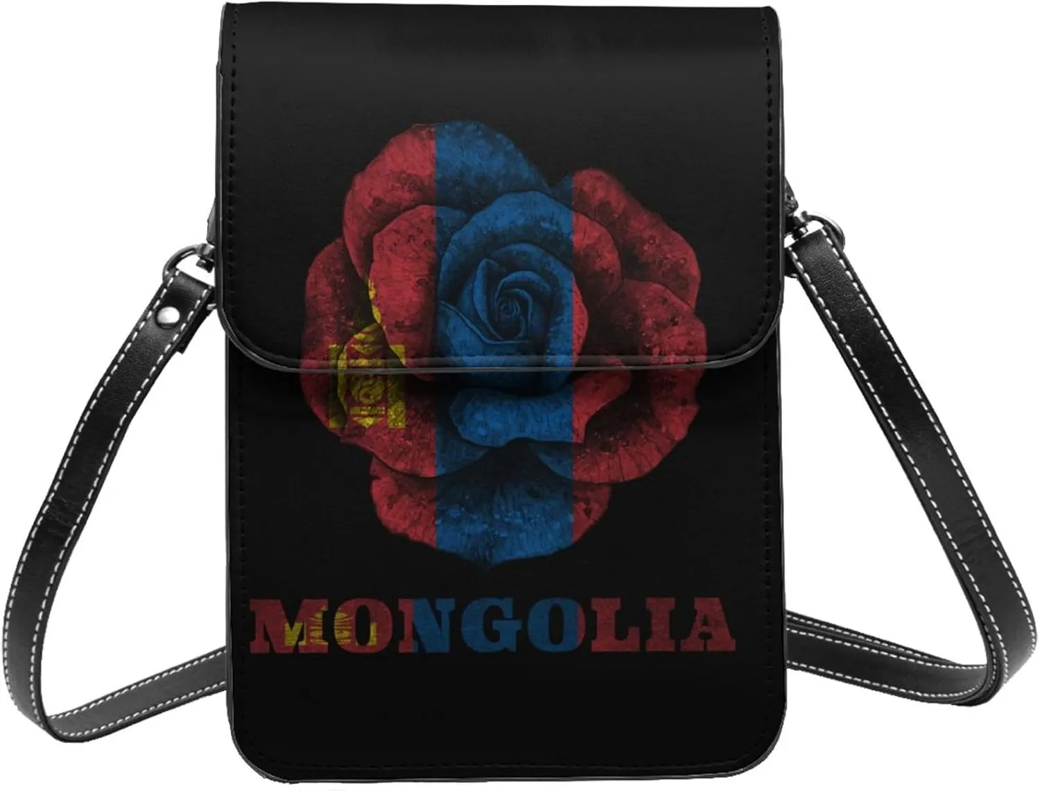 Rose Mongolia Mongolian Flag Small Crossbody Bag Is A Shoulder Bag Designed For Women And Girls Cell Phone Crossbody Wallet Purses With Card Slots Adjustable Strap