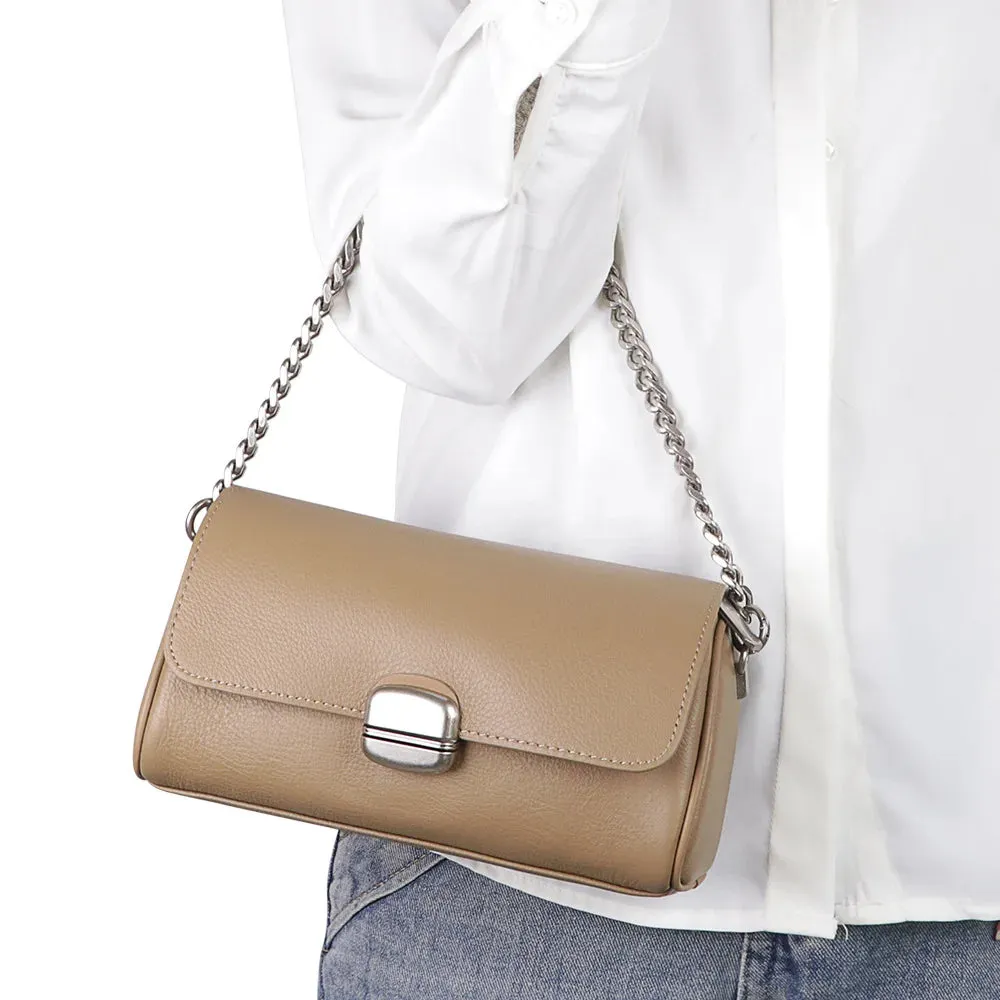 Royal Bagger Genuine Leather Crossbody Bags for Women, Chain Small Square Purse, Fashion Shoulder Handbag 3099