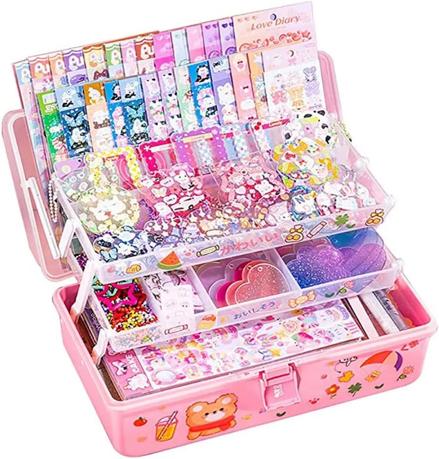 Ruyumei Creative Goo Card Sticker Set for Girls - Complete DIY Scrapbooking Material with Goo Card and Stickers - Fun Toy and Art Supply for Kids (X06406)