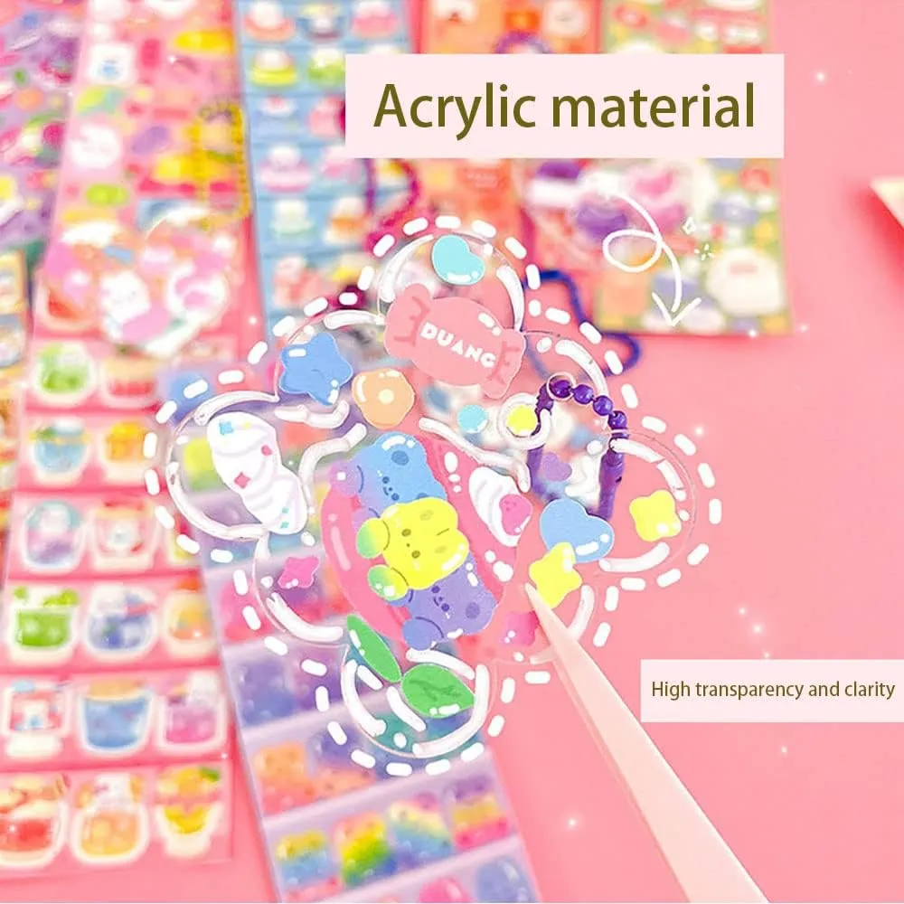 Ruyumei Creative Goo Card Sticker Set for Girls - Complete DIY Scrapbooking Material with Goo Card and Stickers - Fun Toy and Art Supply for Kids (X06406)
