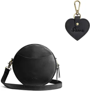 S-ZONE Leather Crossbody Bag for Women with Cute Keychain