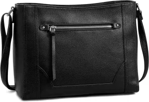 S-ZONE Medium Women Genuine Leather Crossbody Bags Cowhide Shoulder Handbag Ladies Purse