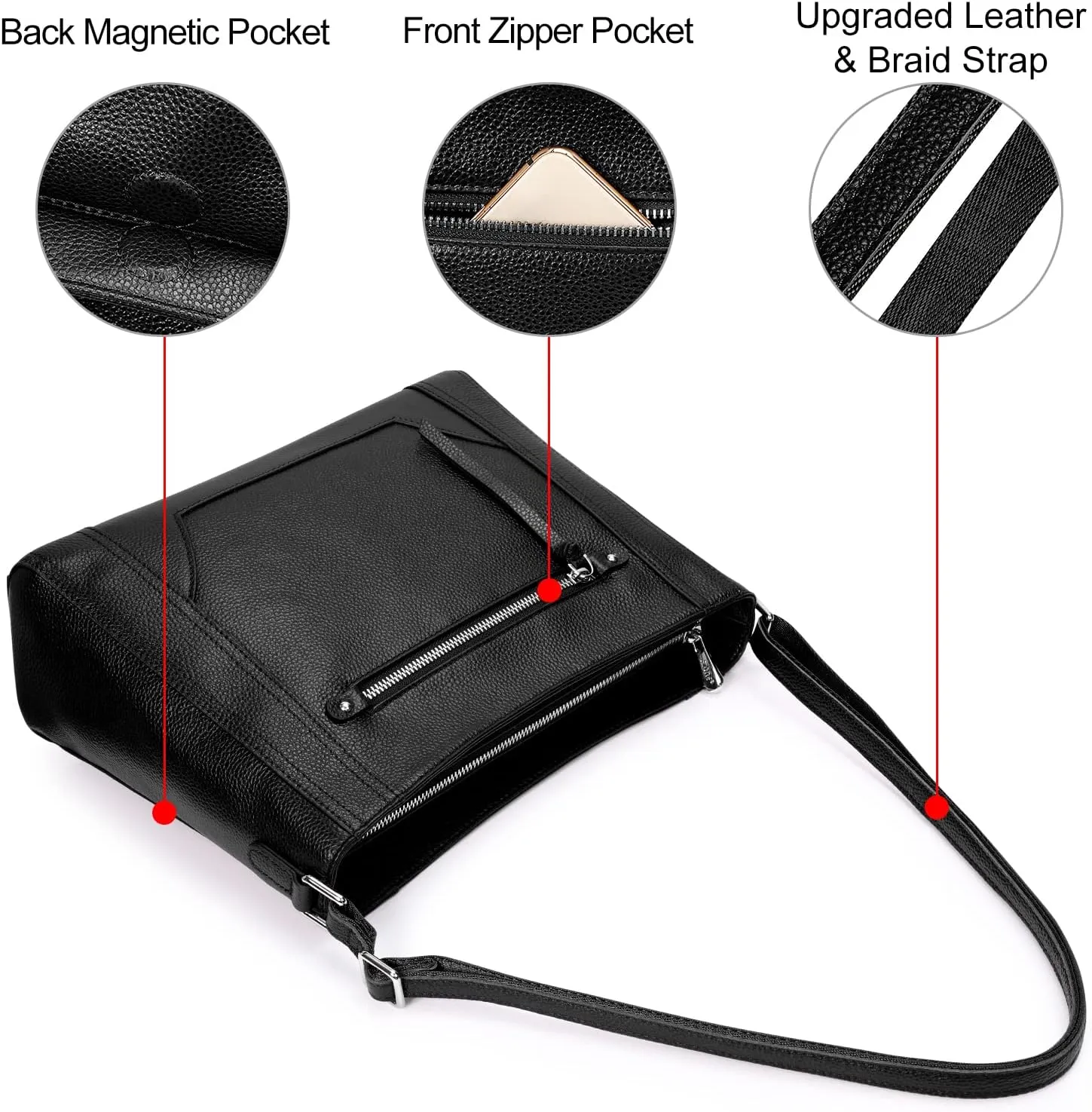 S-ZONE Medium Women Genuine Leather Crossbody Bags Cowhide Shoulder Handbag Ladies Purse